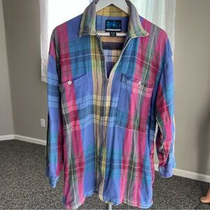 VTG Y2K Rhinoceros Multicolor Plaid Cotton Shirt